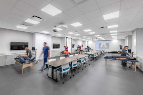 People practicing medical skills