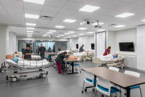 People practicing medical skills