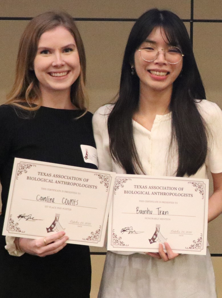 Caroline Counts and Baonhu Tran receiving presentation awards at 2026 TABA.