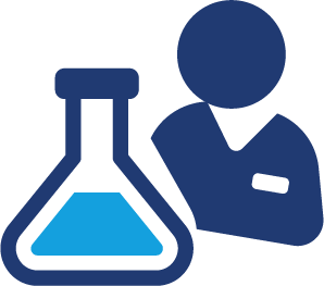 Illustration of a test tube and magnifying glass to signify science