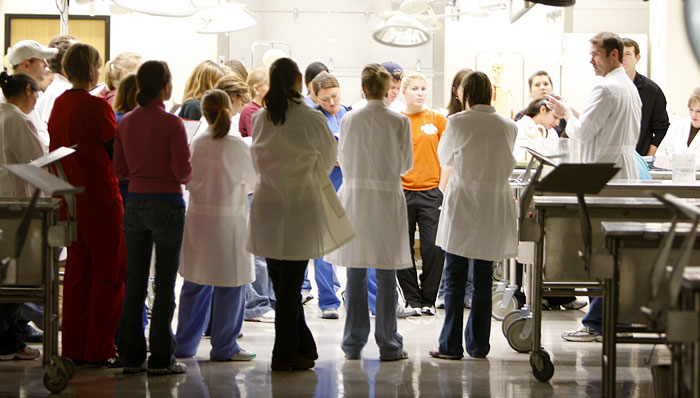 Students training at the sim lab