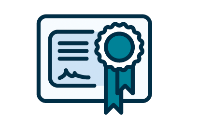 Blue and white certificate graphic