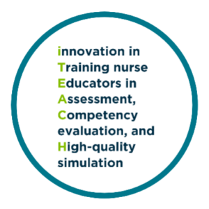 Logo for iTeach that says "Innovation in training nurse educators in assessment, competency evaluation and high-quality simulation"