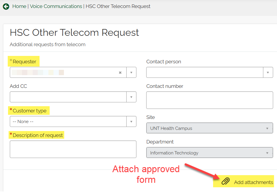 an arrow pointing to the add attachements button