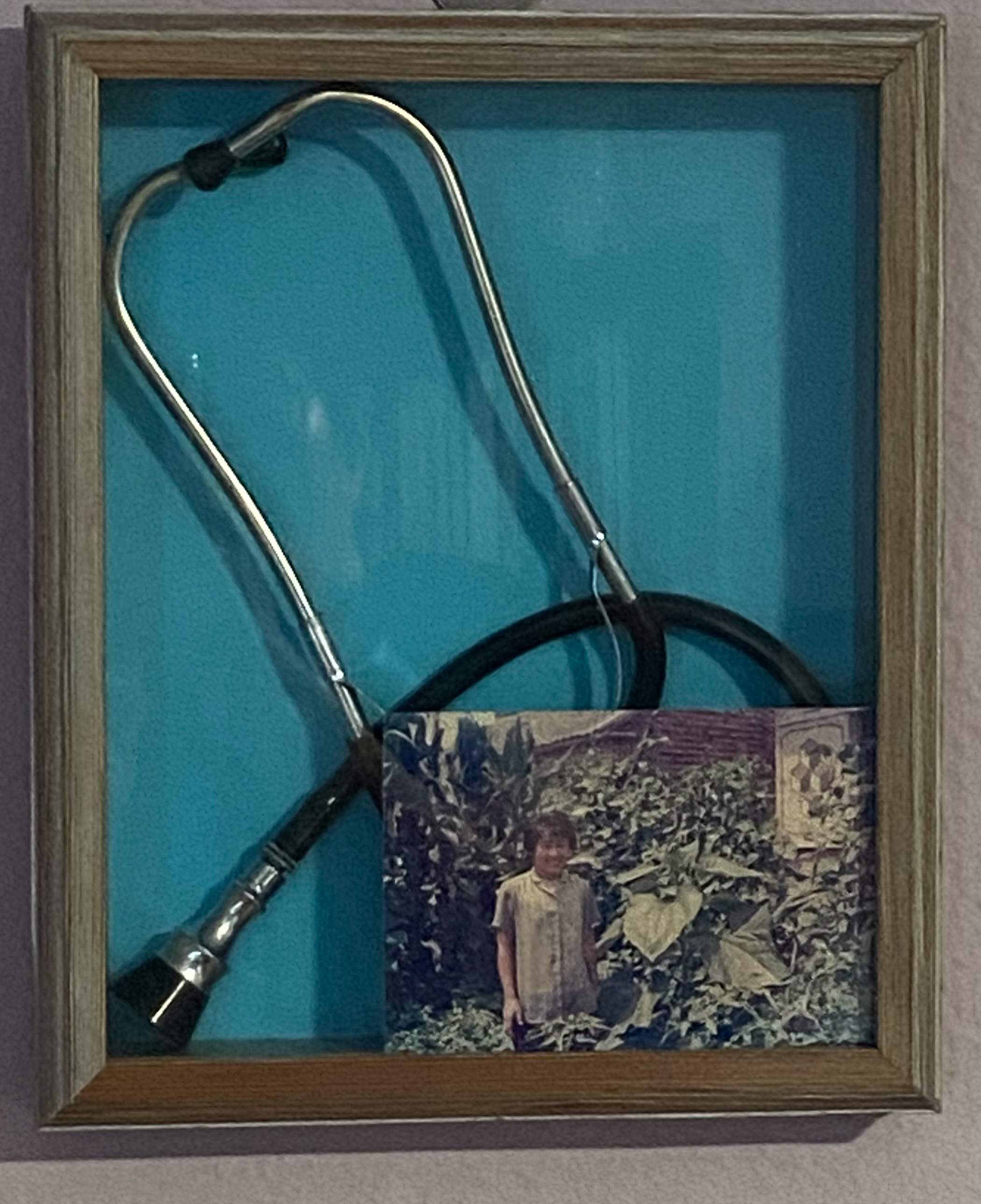 stethoscope in shadow box