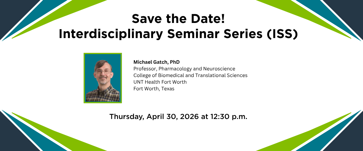 This is an image featuring our April 30th Interdisciplinary Seminar Series speaker, Dr. Michael Gatch.