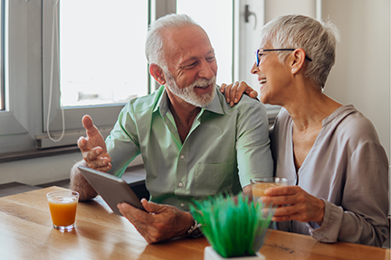 Older couple talking