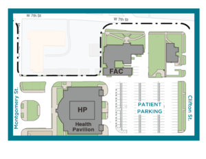 Map of clinic building and parking