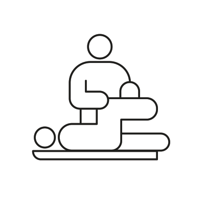 Healthcare professional working with a patient's leg