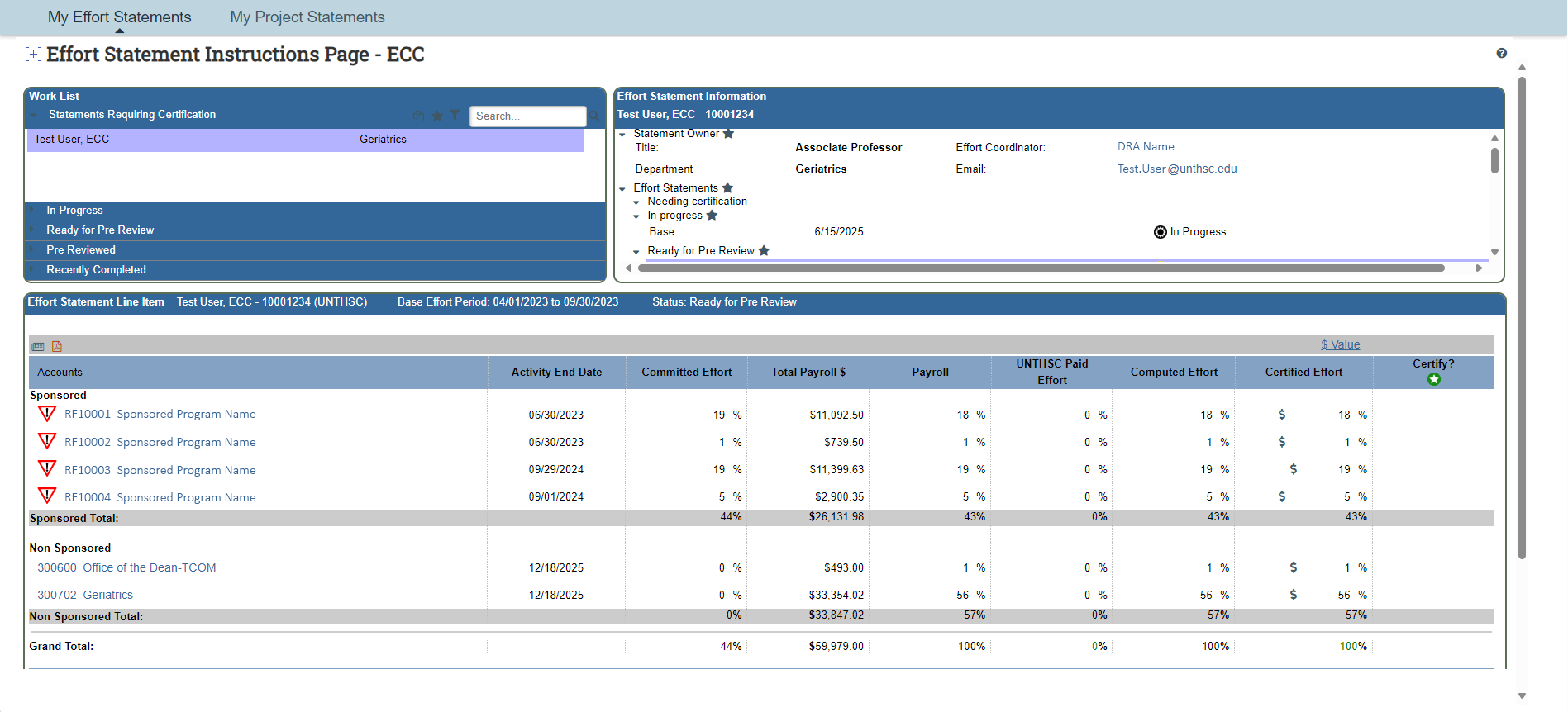 Sample Effort Statement