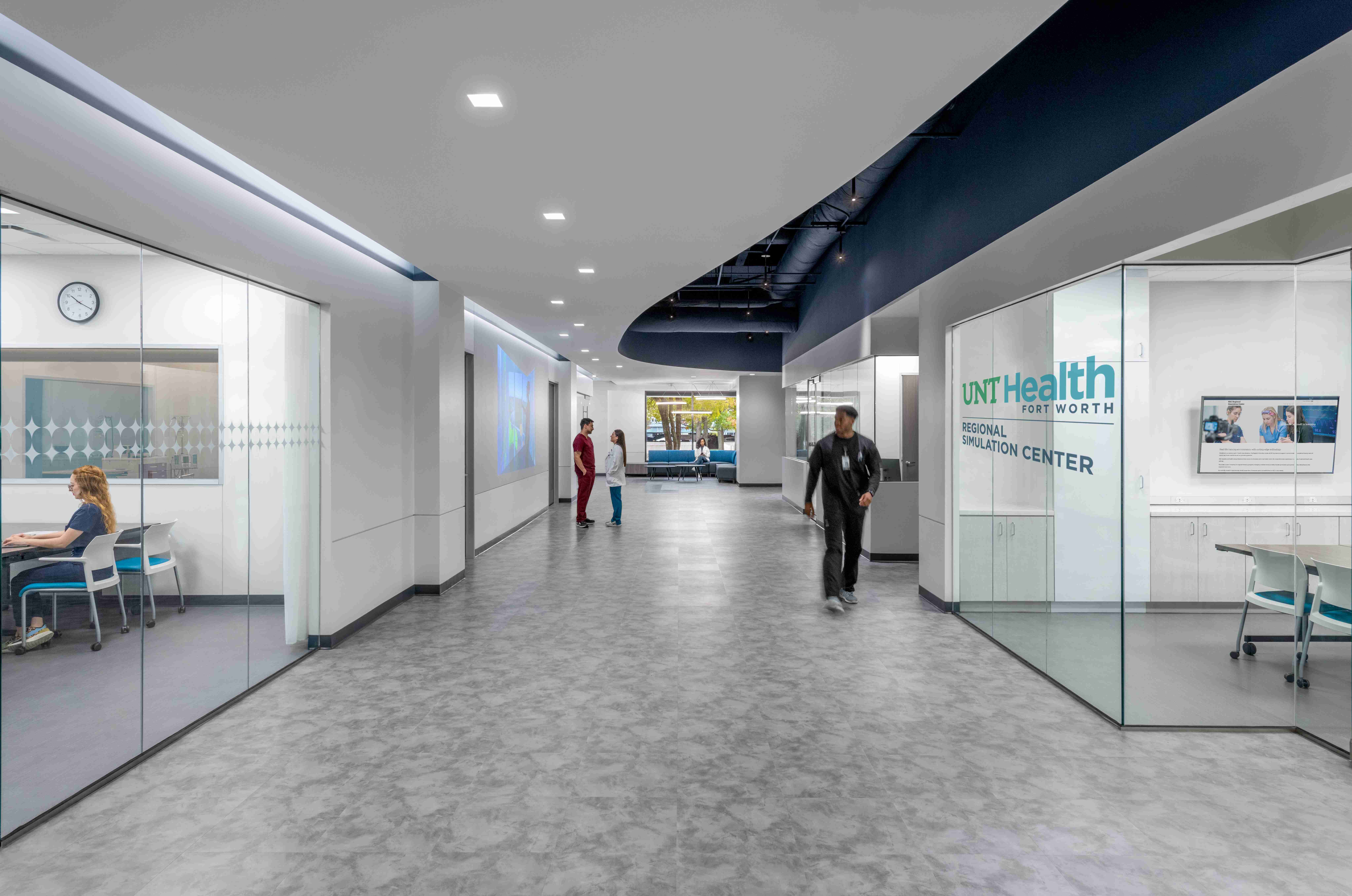 UNT Health Simulation Center Side Hallway