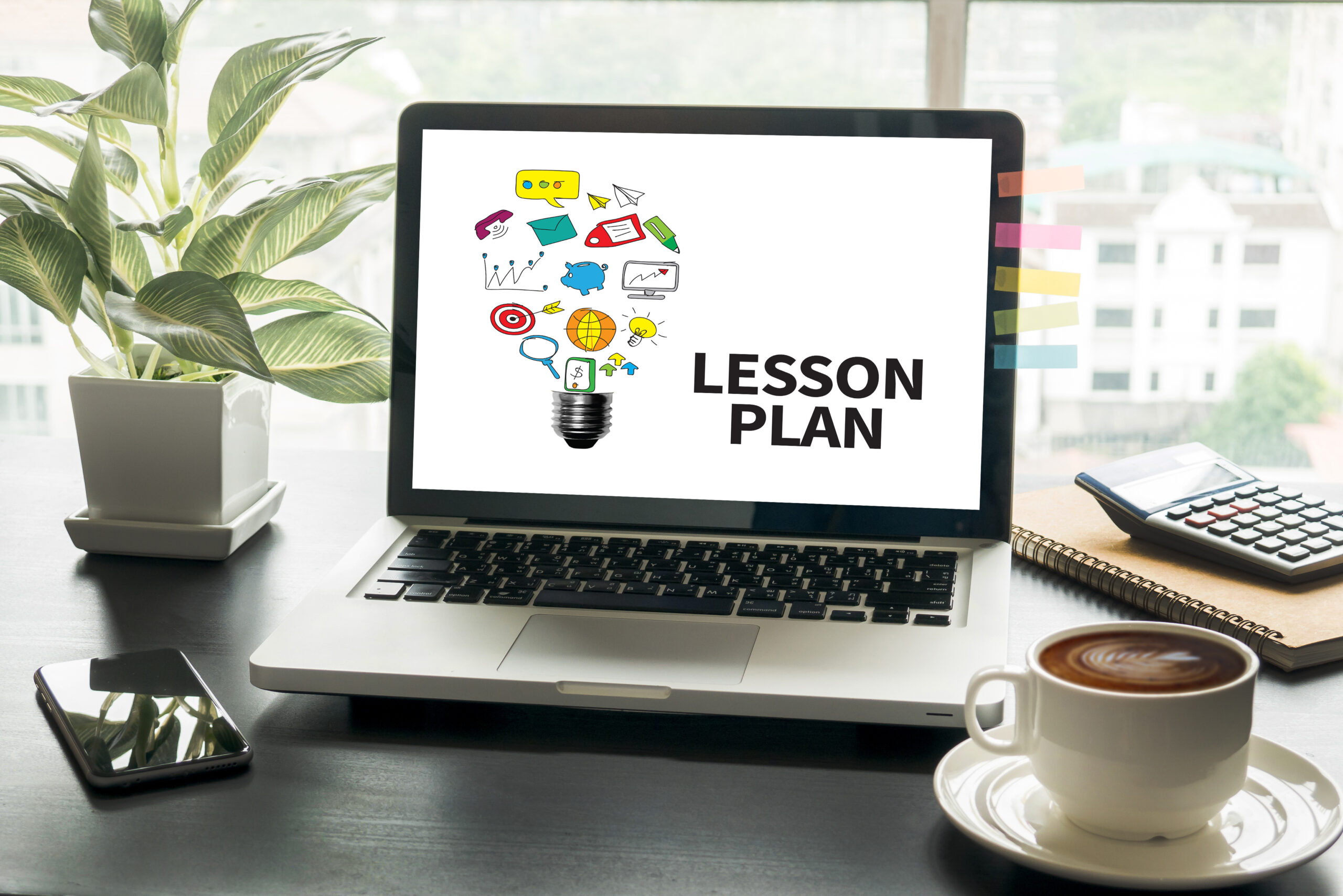 Laptop displaying the words "Lesson plan"