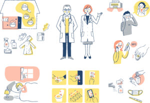 感染症予防対策 自宅療養イメージ セット